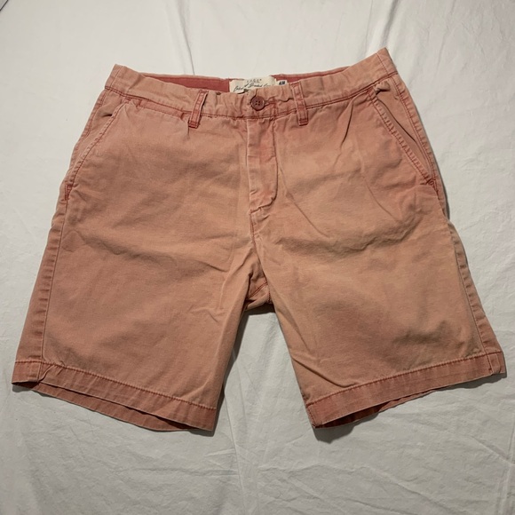 H&M‎ L.O.G.G. Men’s Pale Pink Chino Shorts Size 30 Flat front - Picture 1 of 9